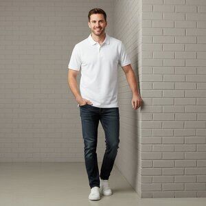 14th & Union Solid Interlock Polo NWOT White XL